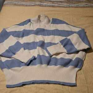 Altar'd State Cream and Blue Knit Sweater